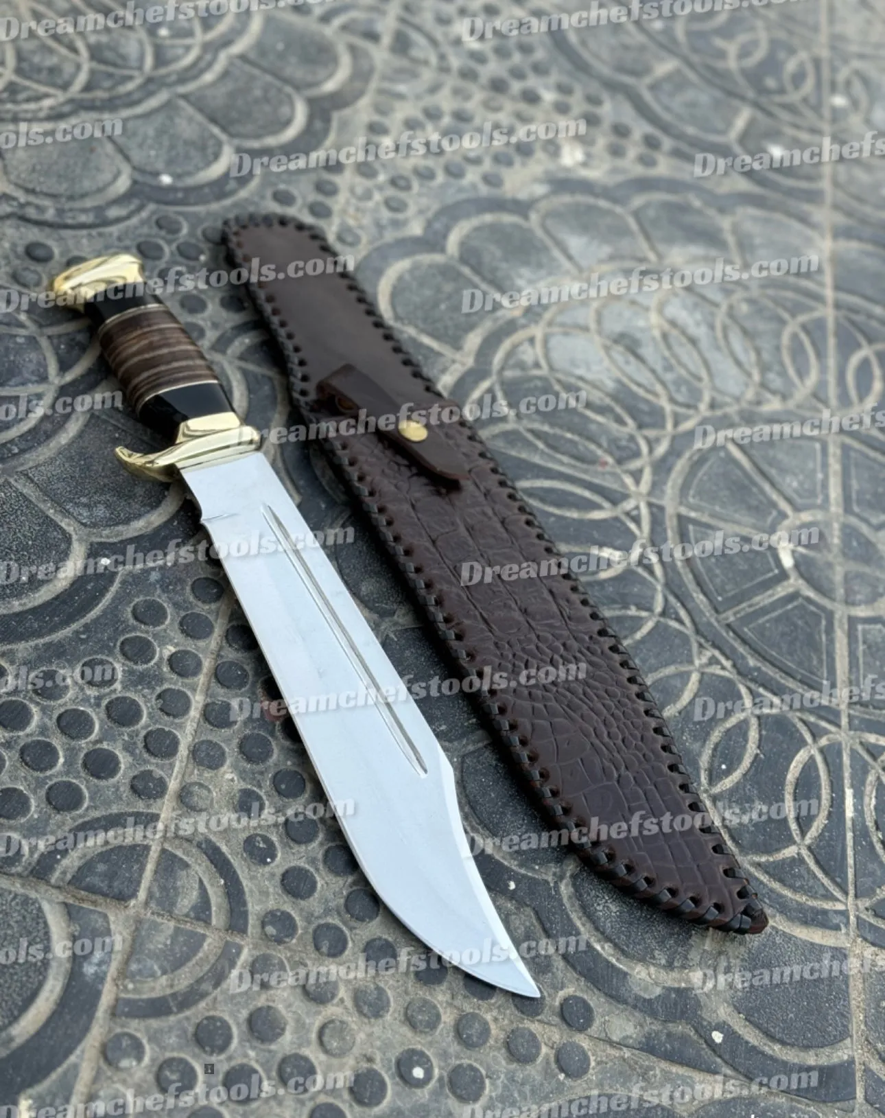 Custom Handmade 440C Steel Crocodile Dundee Bowie Knife with Leather Sheath - Fixed Blade Forged for Outback Adventures