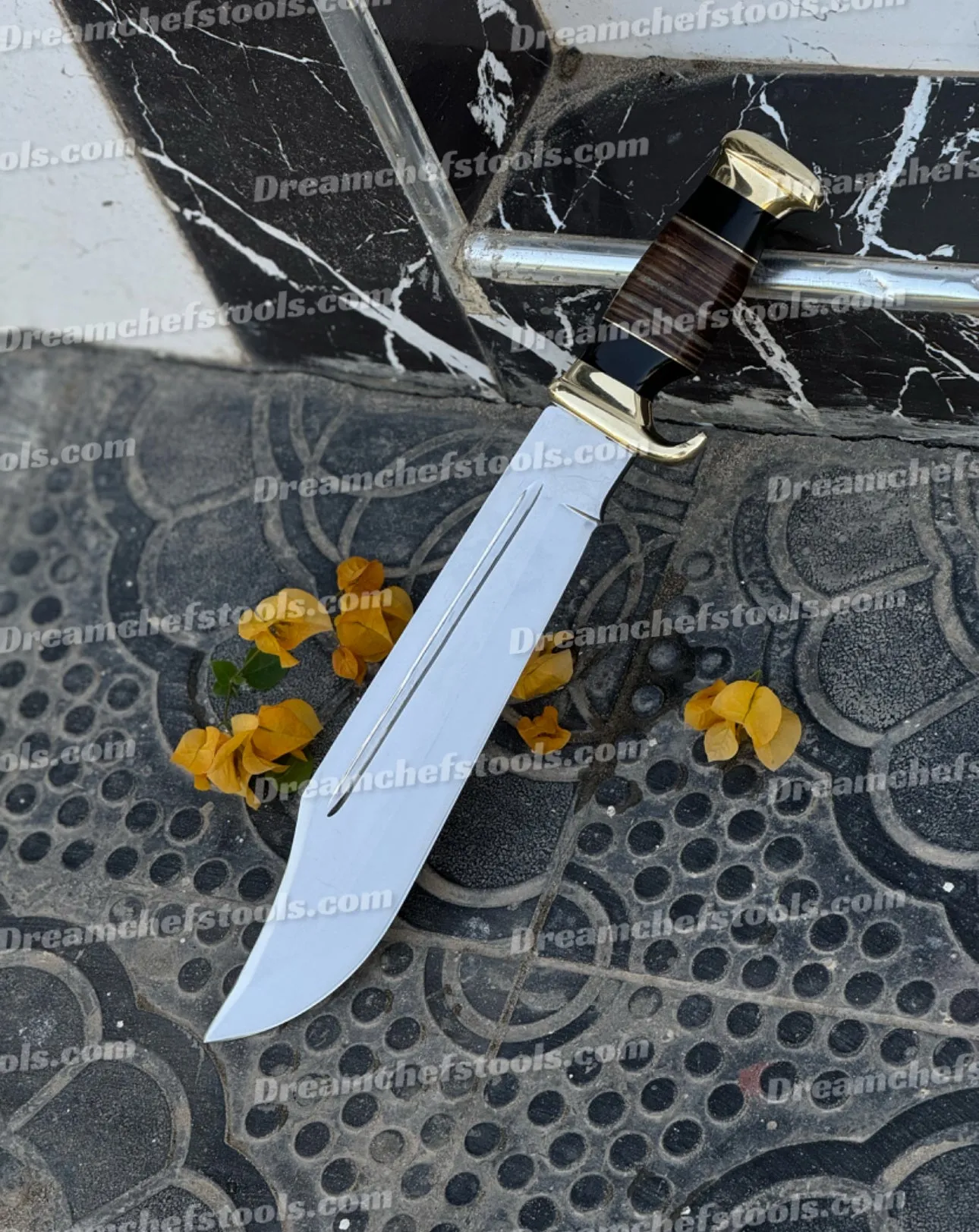 Custom Handmade 440C Steel Crocodile Dundee Bowie Knife with Leather Sheath - Fixed Blade Forged for Outback Adventures