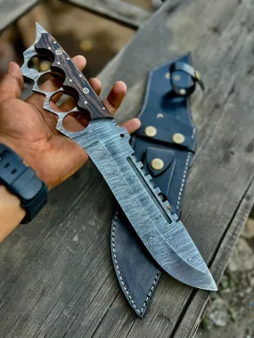 Custom Handmade Damascus Tactical Knuckle Knife with Full Tang handle