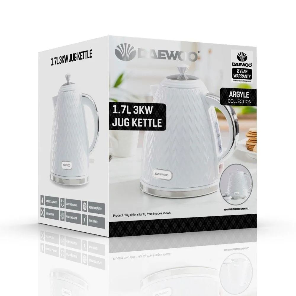 Daewoo Argyle White Jug Kettle | 1.7L