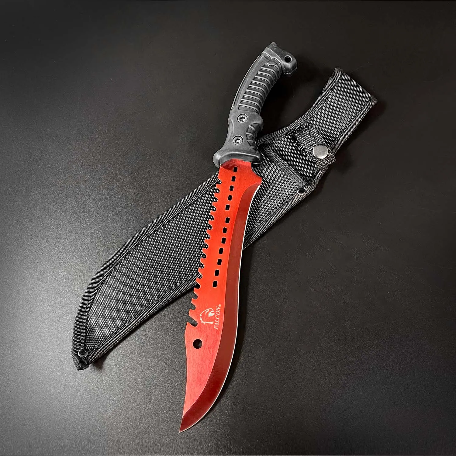 Falcon 5 Pieces Red Hunting Set (Machete, Karambit, Throwing Knives.)