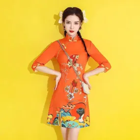 Floral fan cheongsam qipao ver.2 dress