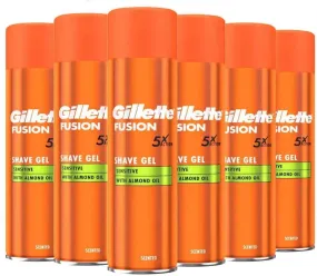 Gillette Shaving Gel Fusion5 Ultra Sensitive, 200 ml x 6