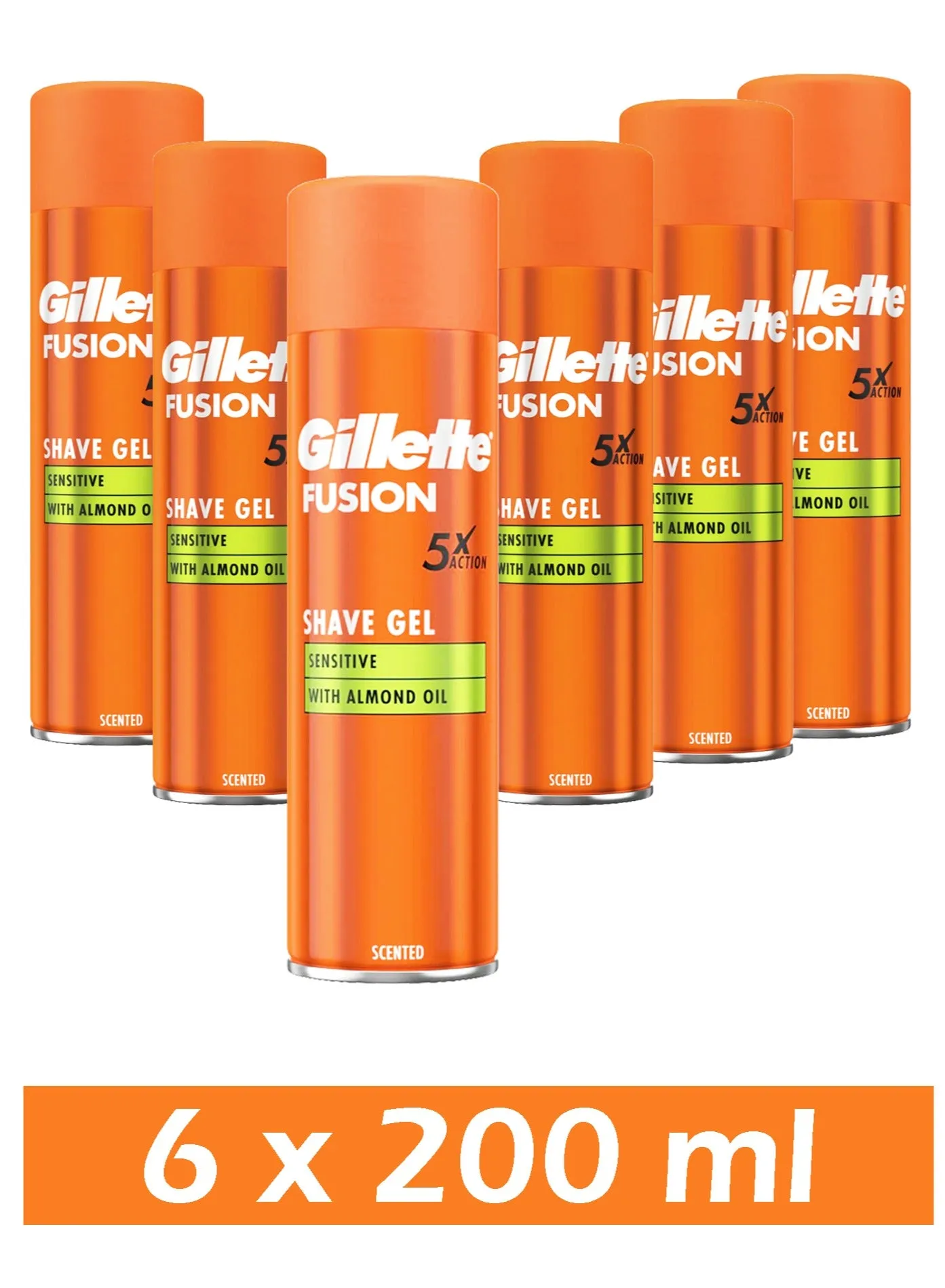 Gillette Shaving Gel Fusion5 Ultra Sensitive, 200 ml x 6