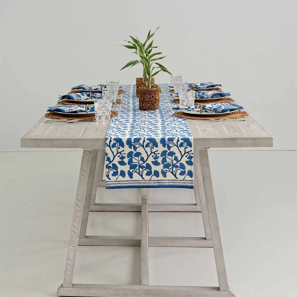 Ginkgo Blue Table Runner