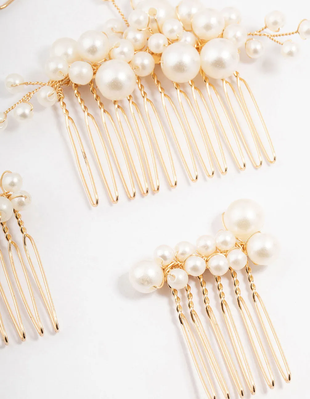 Gold Pearl Cluster Mixed Combs & Bridal Pins Pack