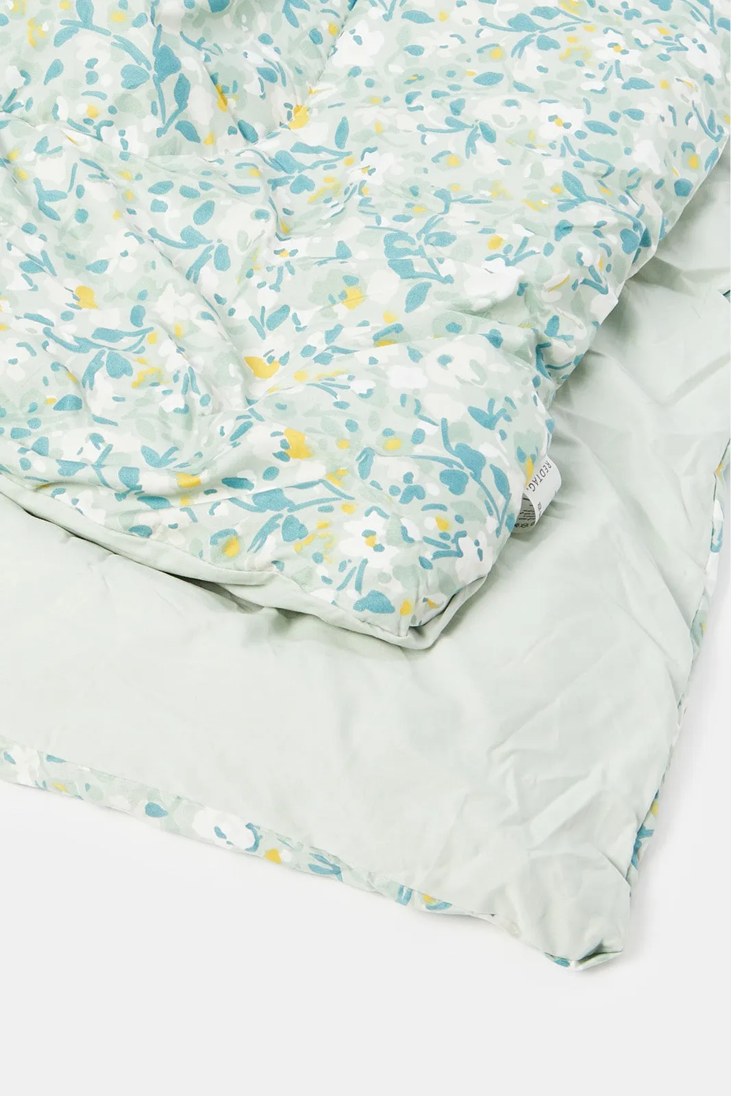 Green Floral Printed Comforter Set (Single Size)