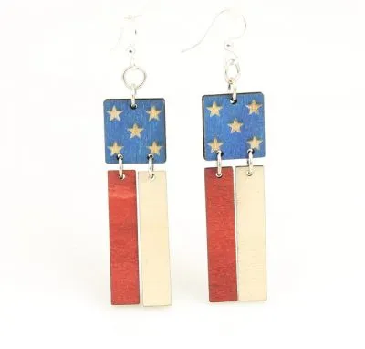 Green Tree American Flag Earrings #1473