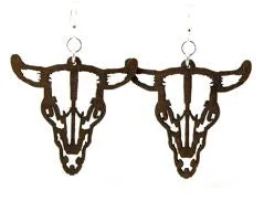 Green Tree Steer Skull Earrings #1285