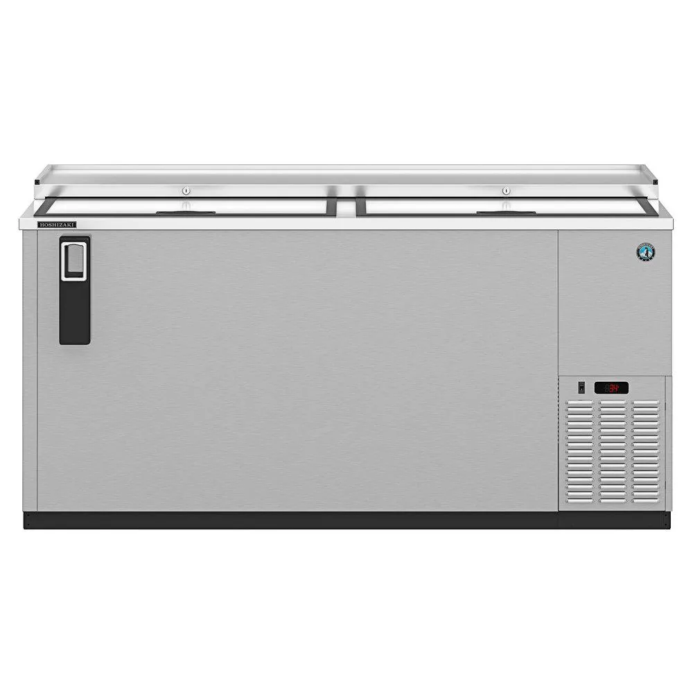 Hoshizaki HBC-65-S 65" Horizontal Refrigerator, Two Section Stainless Steel Bottle Cooler, Slide Top Doors