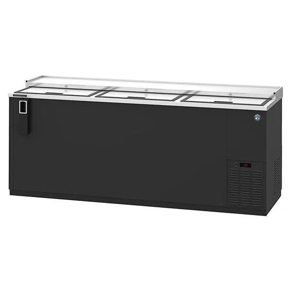 Hoshizaki HBC-80 80"Horizontal Refrigerator, Three Section Black Vinyl Bottle Cooler, Slide Top Doors