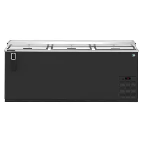 Hoshizaki HBC-80 80"Horizontal Refrigerator, Three Section Black Vinyl Bottle Cooler, Slide Top Doors