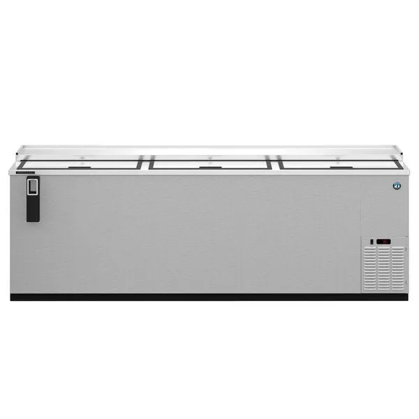 Hoshizaki HBC-95-S 95" Horizontal Refrigerator, Three Section Stainless Steel Bottle Cooler, Slide Top Doors