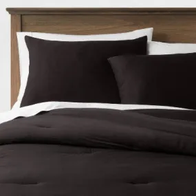 King Washed Cotton Sateen Comforter & Sham Set Black - Threshold