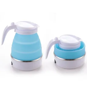 Kuber Industries Pack of 6 Foldable Electric Kettle 600 ML|Silicone Body With 304-Stainless Steel Base|Leak Proof Design|Multipurpose Portable Electric Kettle for Travel, Office & Home|600W|Blue