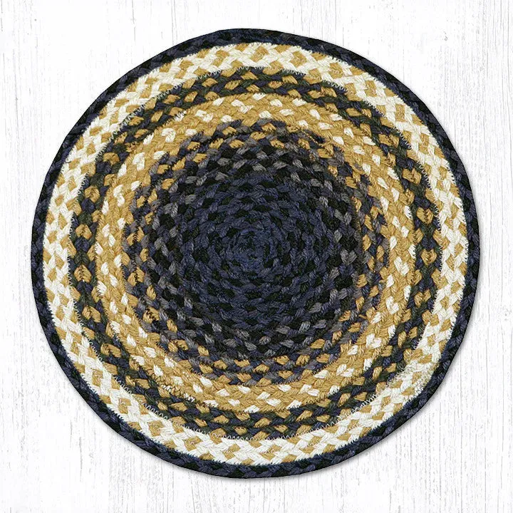 Light & Dark Blue/Mustard Braided Chair Pad CH-079