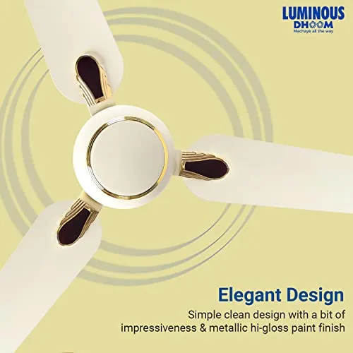 Luminous Dhoom 1200MM Star-rated BEE Certified Energy Efficient 52-Watt High Speed Ceiling Fan (Ivory)