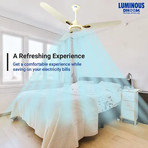 Luminous Dhoom 1200MM Star-rated BEE Certified Energy Efficient 52-Watt High Speed Ceiling Fan (Ivory)