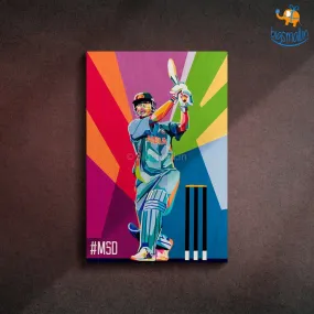 M S Dhoni Printed Wooden Frame ( 17.6 x 11.6 inches)