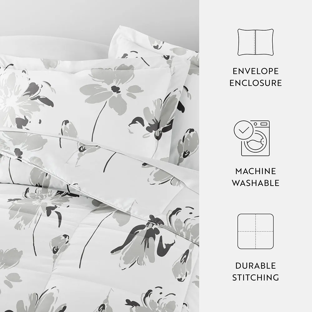 Magnolia Grey Patterned Down-Alternative Comforter Set