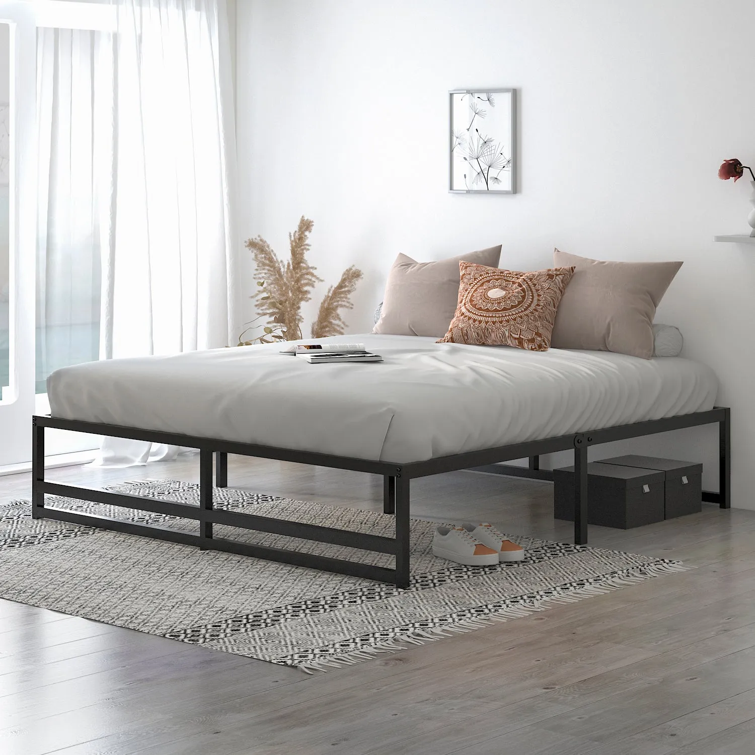 Metal Platform Bed Frame with 14" Under Bed Storage