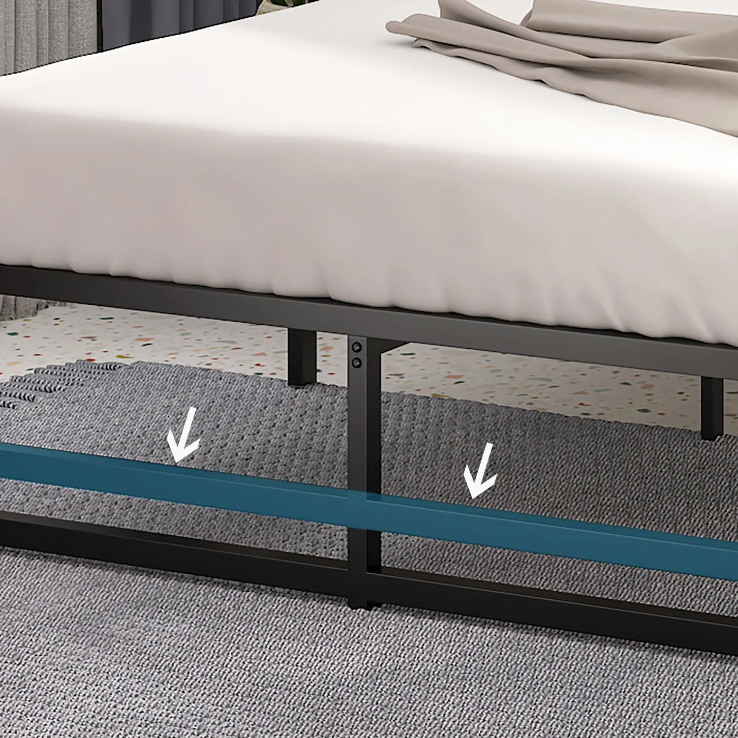 Metal Platform Bed Frame with 14" Under Bed Storage