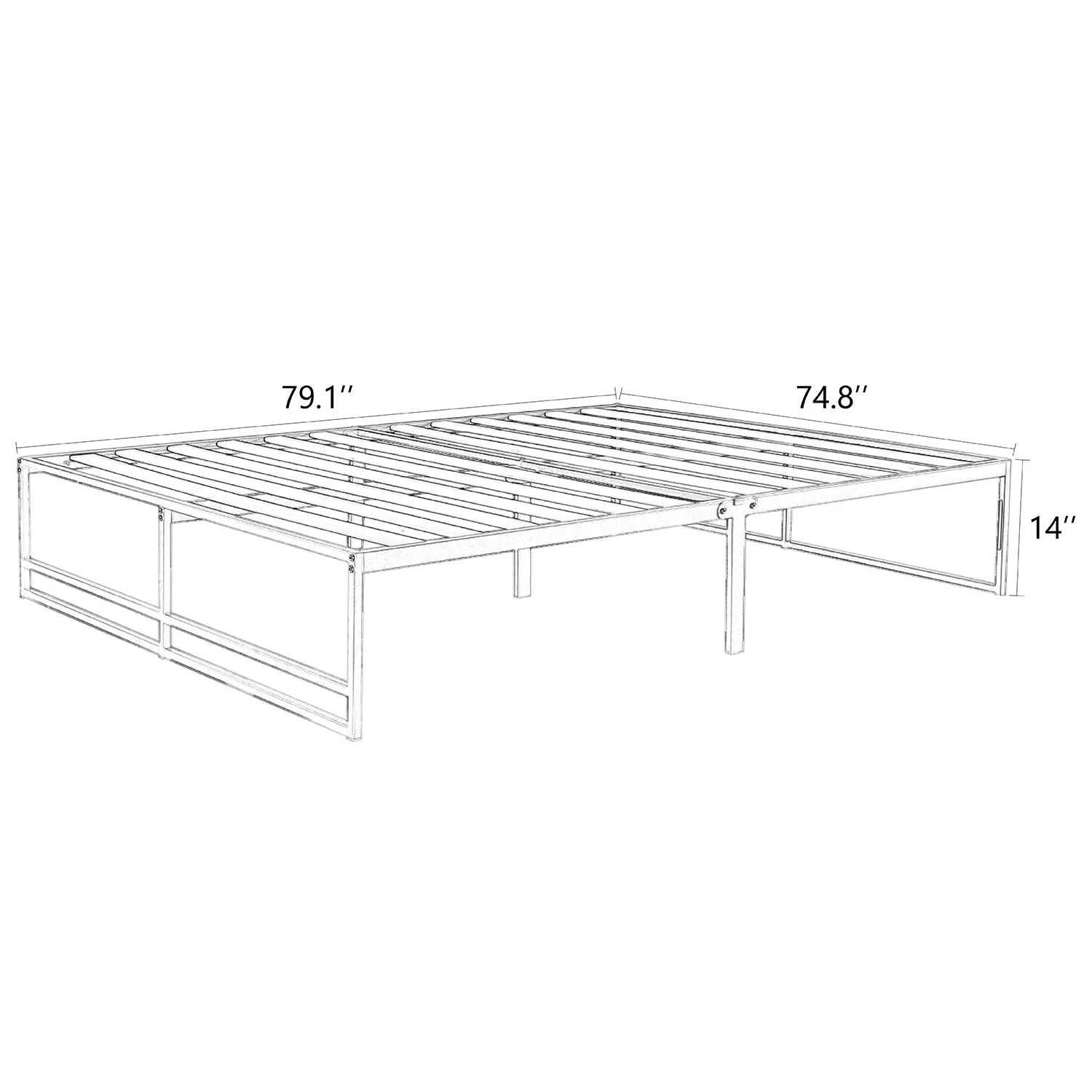 Metal Platform Bed Frame with 14" Under Bed Storage