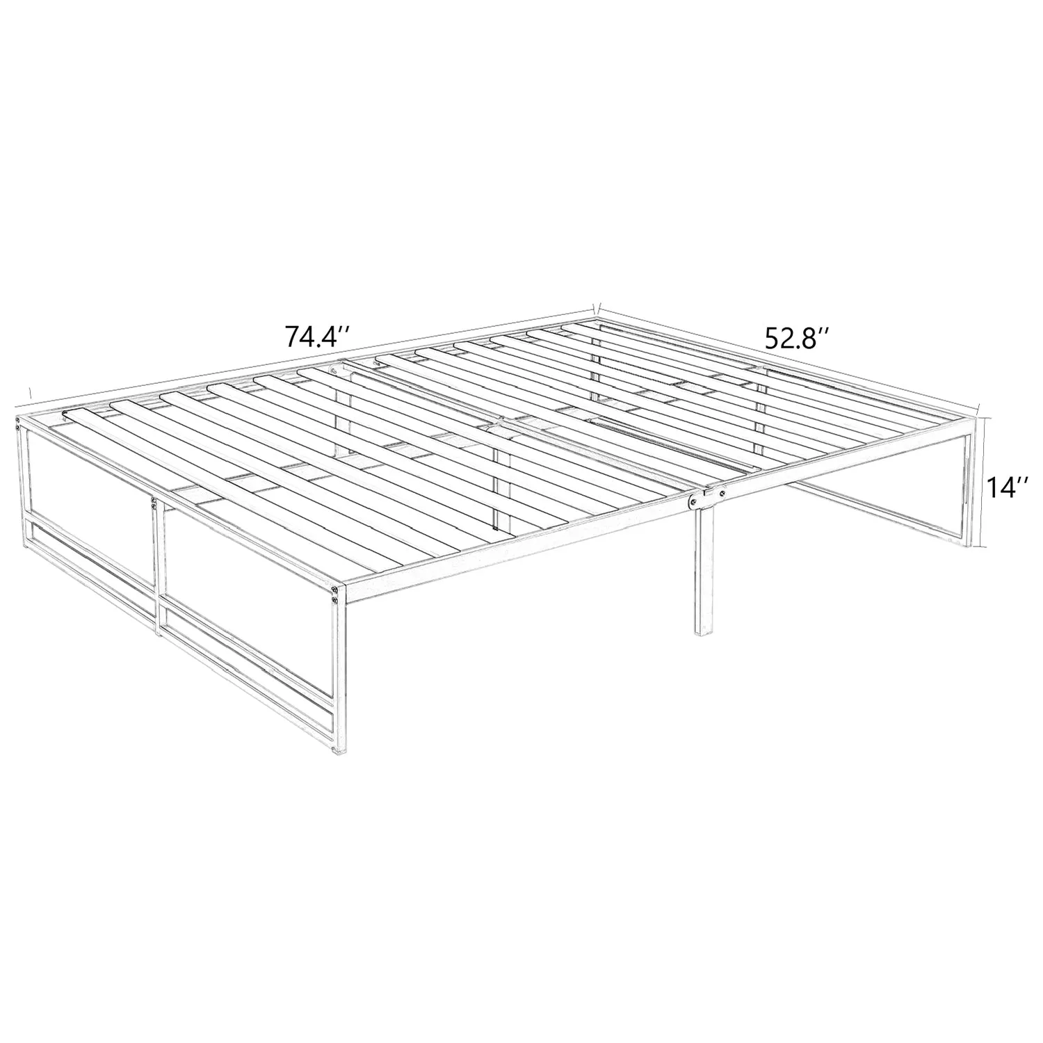 Metal Platform Bed Frame with 14" Under Bed Storage