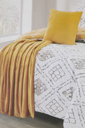 Mustard 5 Piece Geometric Print Comforter Set (King Size)