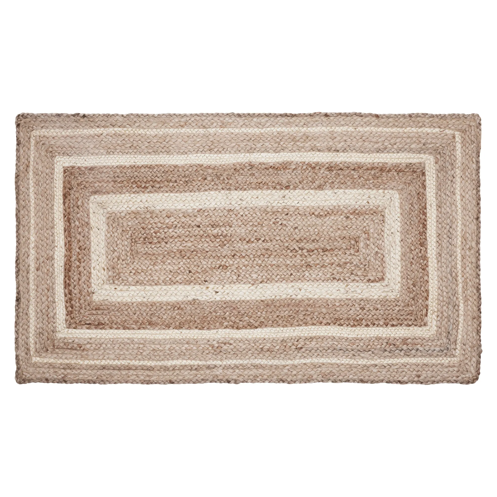 Natural & Creme Jute Rug Rect w/ Pad 36x60