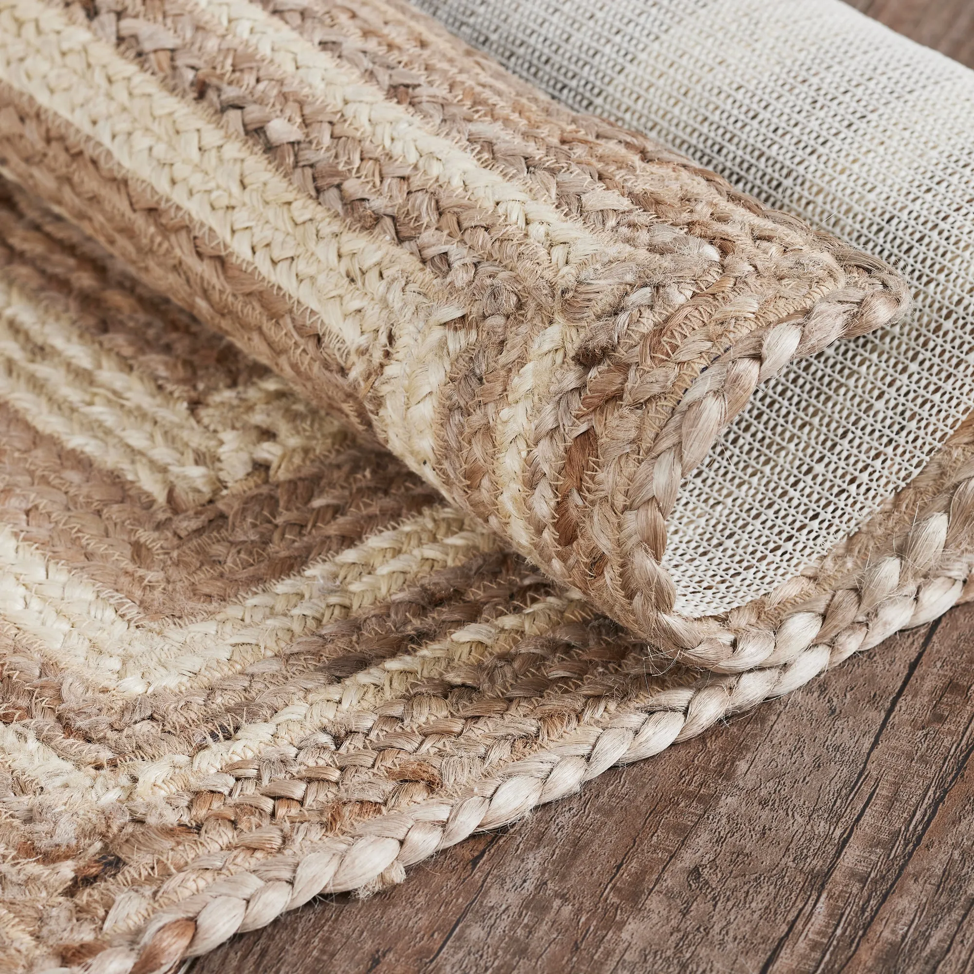 Natural & Creme Jute Rug Rect w/ Pad 36x60