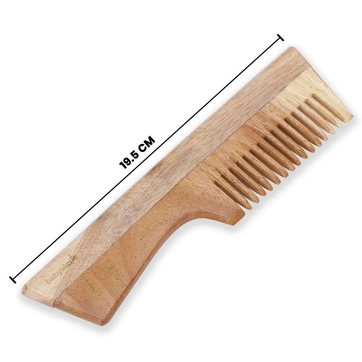 Neem Wood Comb with Handle | Wooden Comb | Fine Tooth