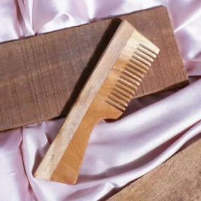 Neem Wood Comb with Handle | Wooden Comb | Fine Tooth