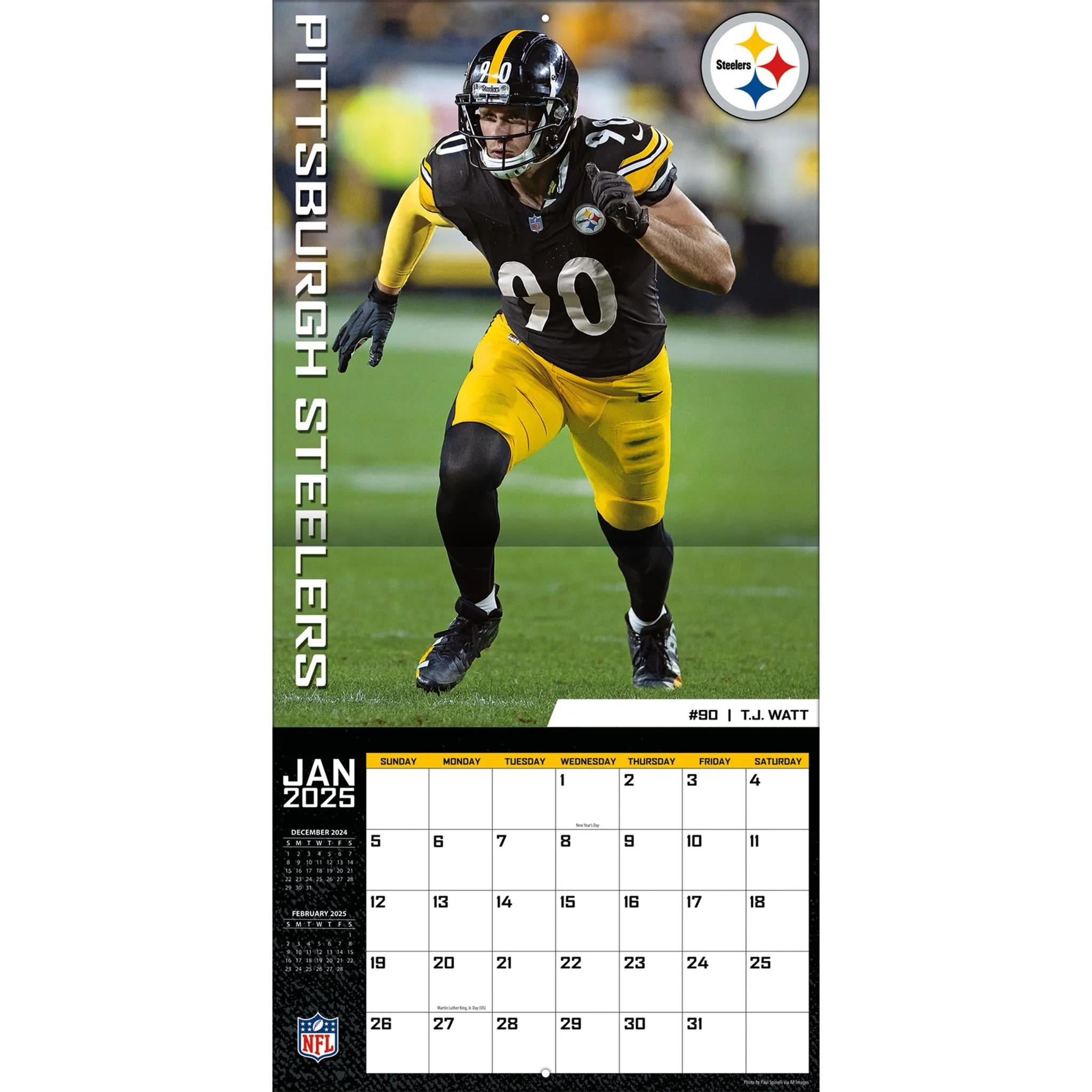 NFL Pittsburgh Steelers Wall 2025 Calendar