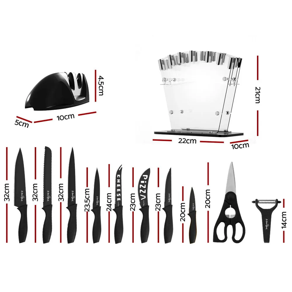 Non-stick 17-Piece Stainless Steel Knife Set with Sharpener 5-Star Chef