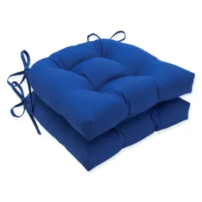 Outdoor/Indoor Fresco Blue Reversible Chair Pad (Set of 2)