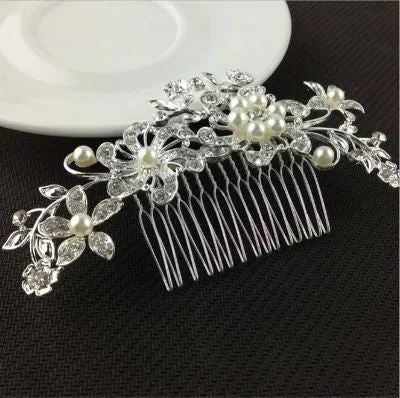 Pearl inserted comb wedding manual headdress lady's high-grade hair combs the butterfly hairpin of bride