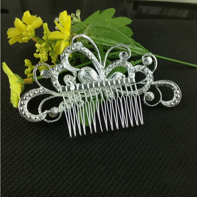 Pearl inserted comb wedding manual headdress lady's high-grade hair combs the butterfly hairpin of bride