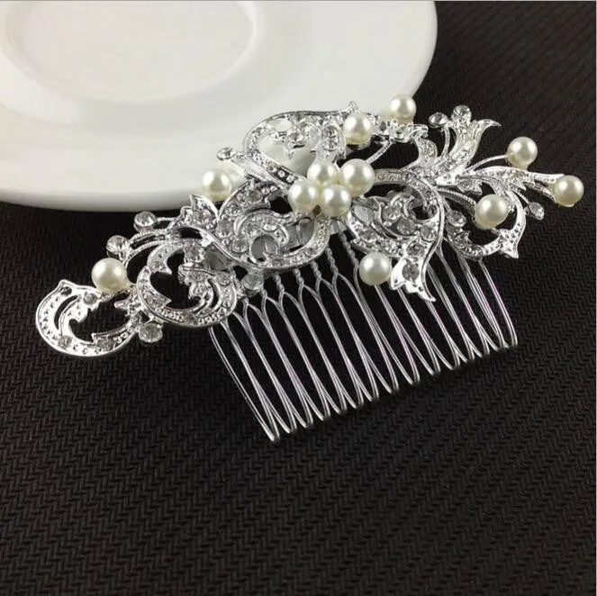 Pearl inserted comb wedding manual headdress lady's high-grade hair combs the butterfly hairpin of bride