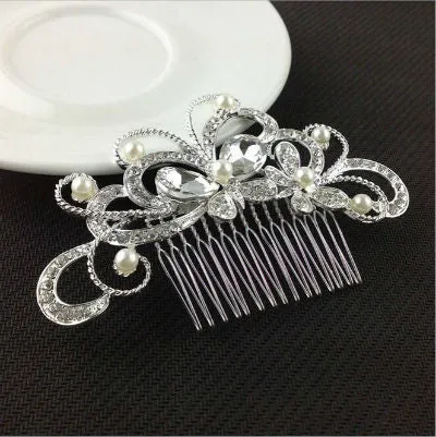 Pearl inserted comb wedding manual headdress lady's high-grade hair combs the butterfly hairpin of bride