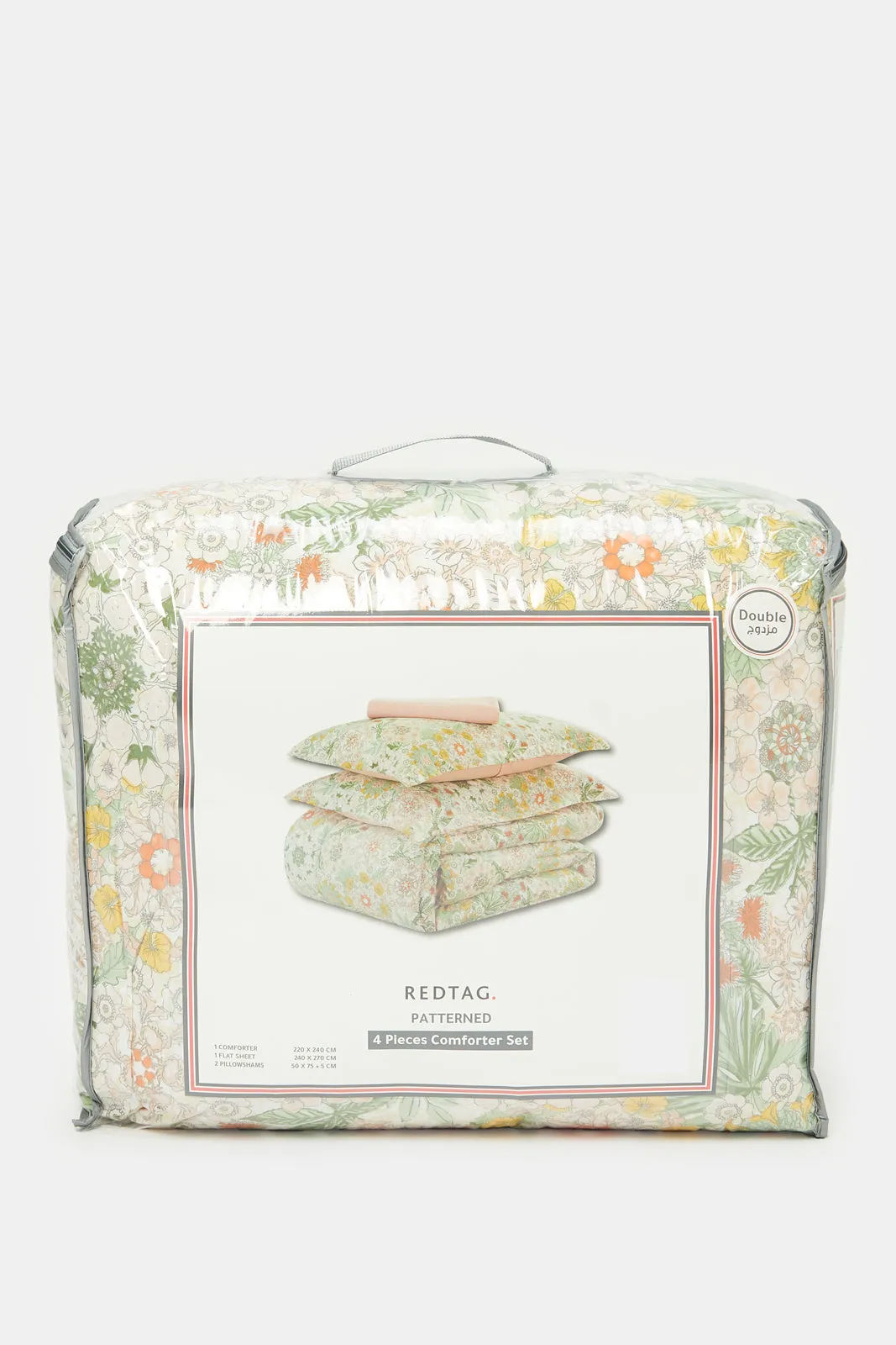 Pink Floral Printed Comforter 4 Piece Set (Double Size)