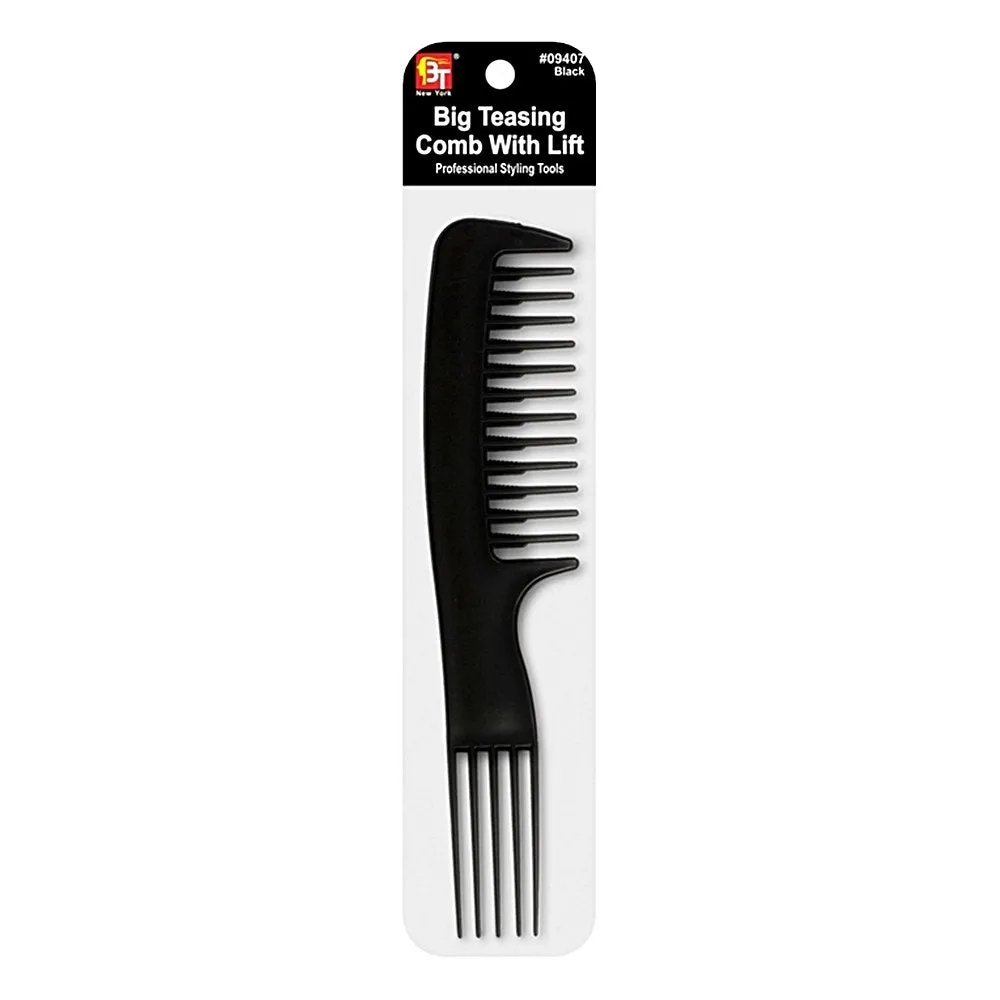 PLASTIC COMB BIG TEASING COMB WITH LIFT (BLACK)