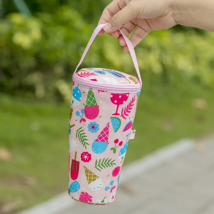 Portable Milk Tea Tote Bag Heat Preservation Eco-friendly Handbag Carrying Insulated Cup Cover, Style: Ice Cream