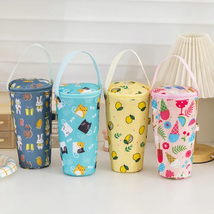 Portable Milk Tea Tote Bag Heat Preservation Eco-friendly Handbag Carrying Insulated Cup Cover, Style: Ice Cream