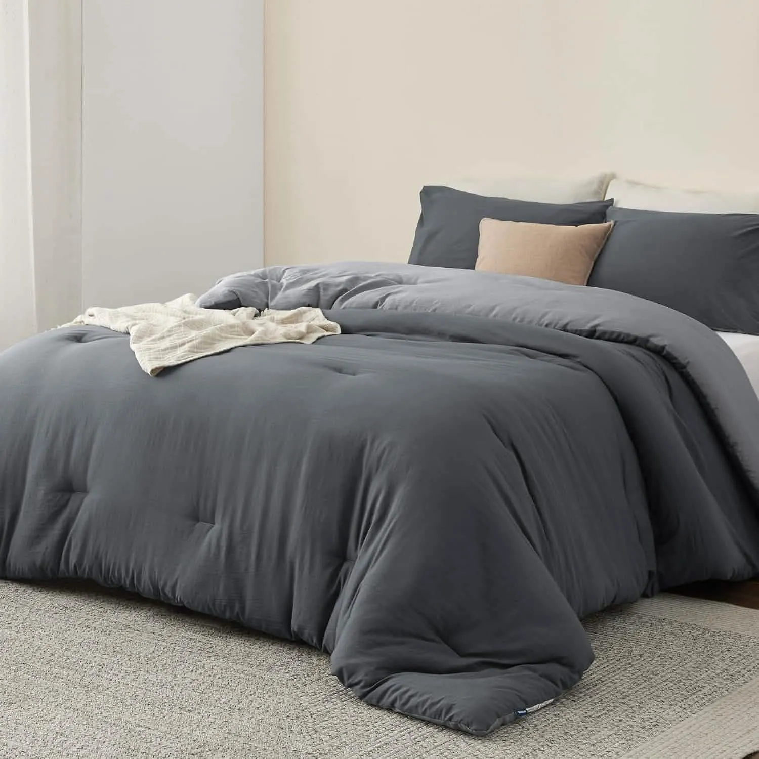 Prewashed Plain Comforter Set