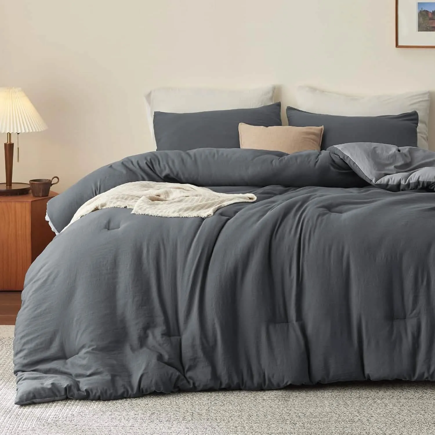 Prewashed Plain Comforter Set