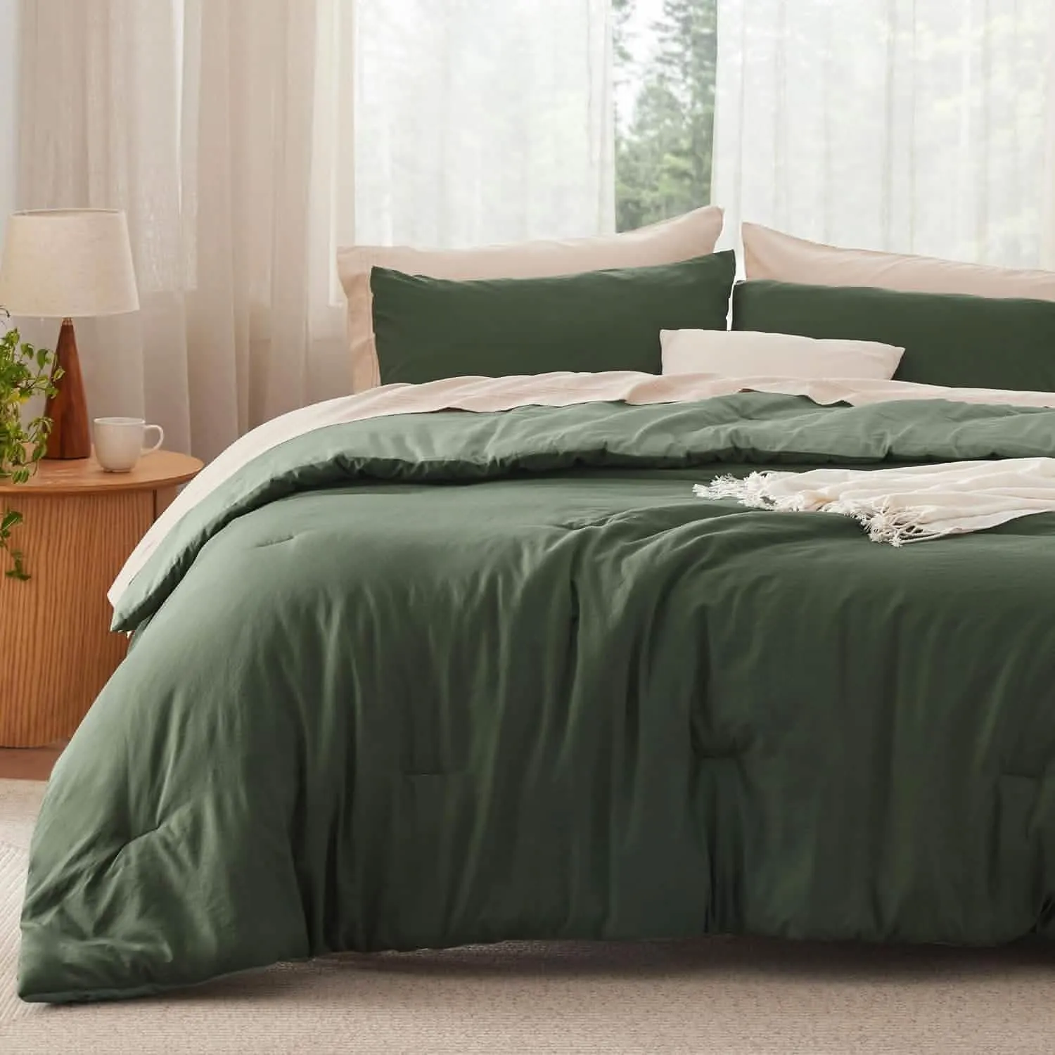 Prewashed Plain Comforter Set