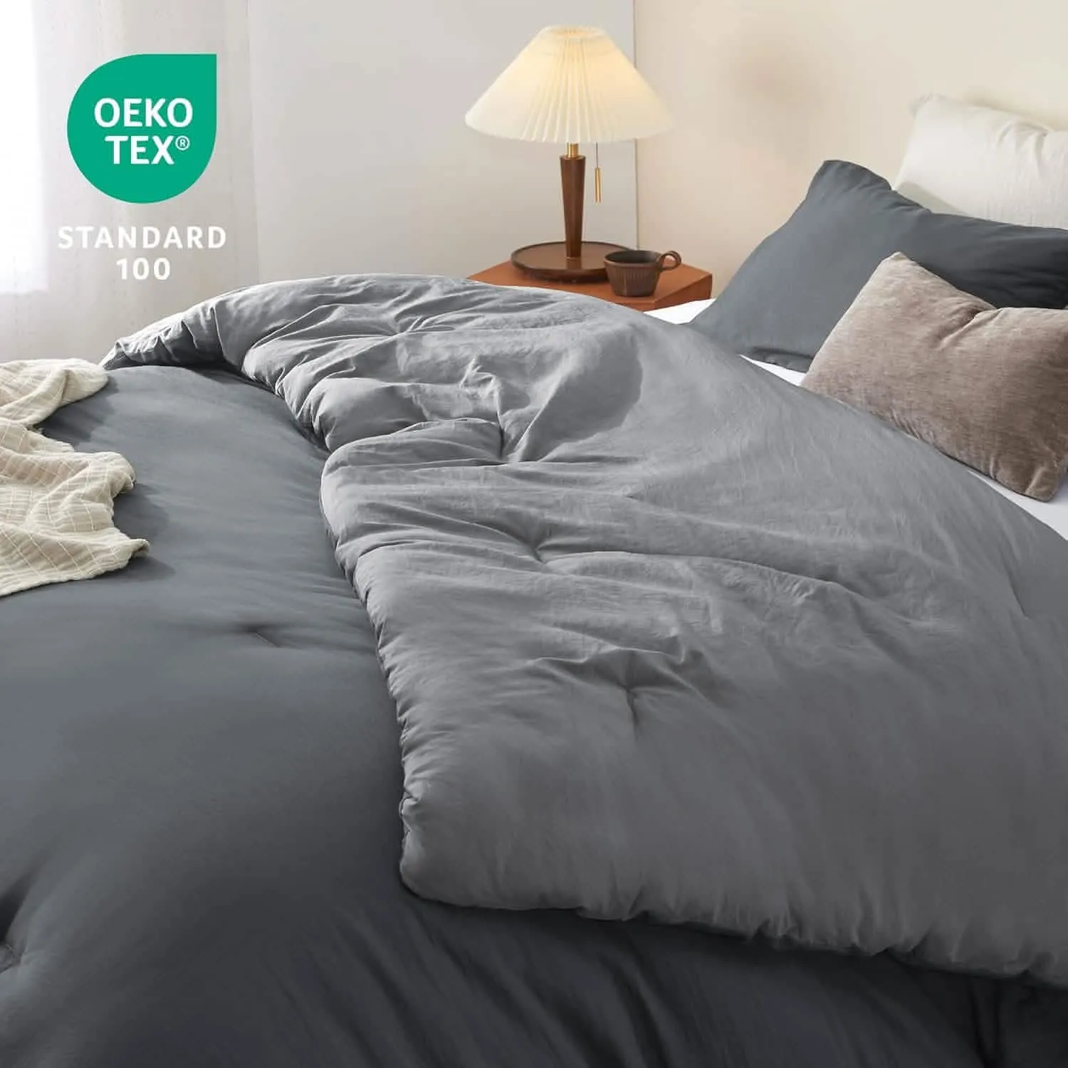 Prewashed Plain Comforter Set