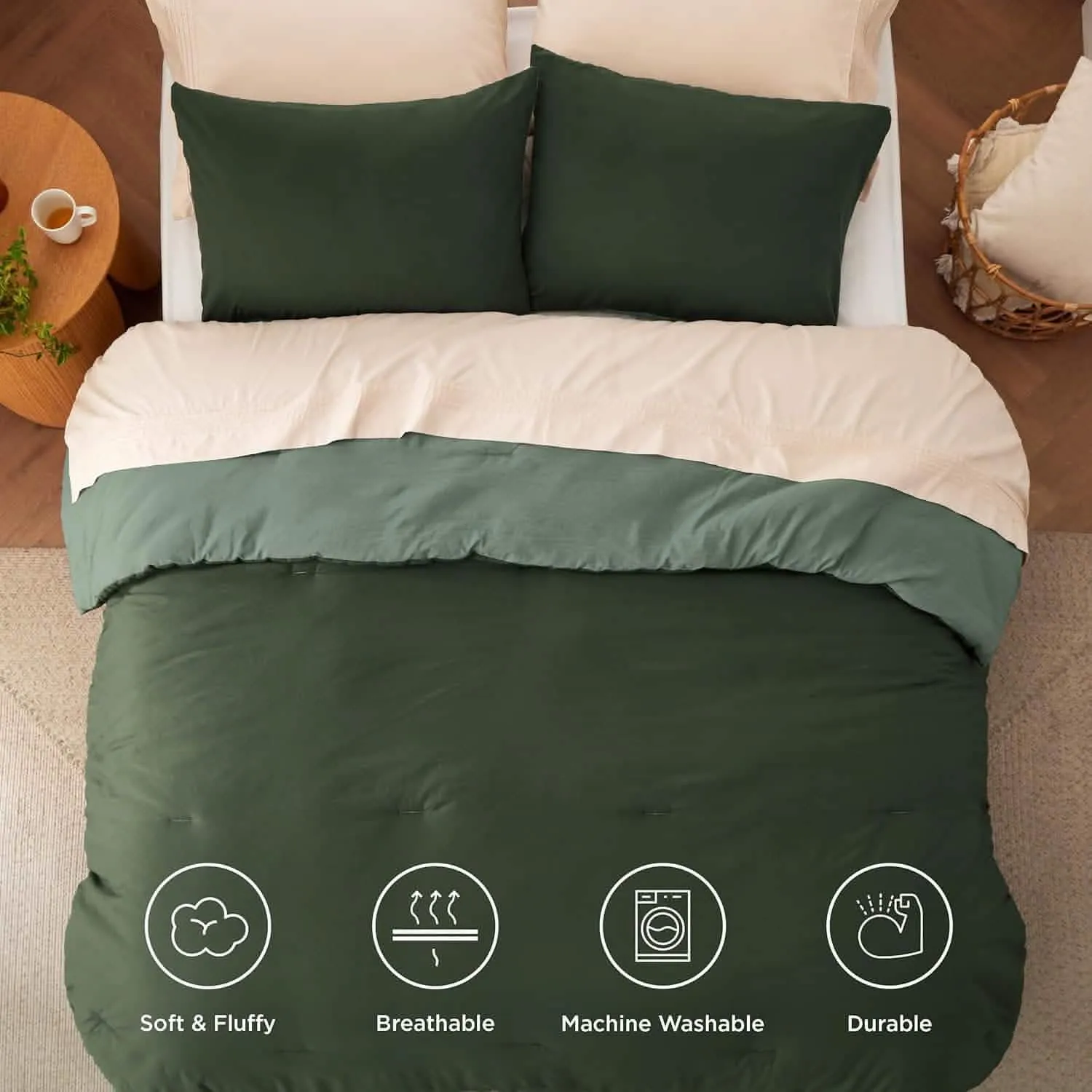 Prewashed Plain Comforter Set