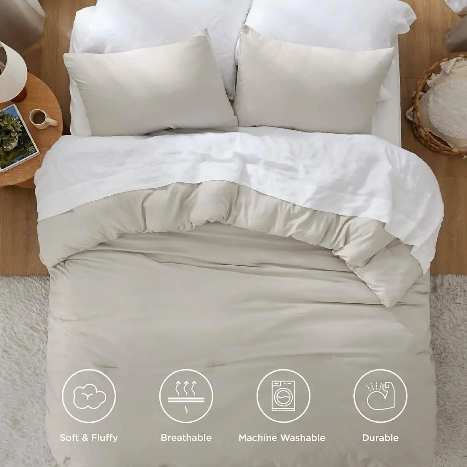 Prewashed Plain Comforter Set